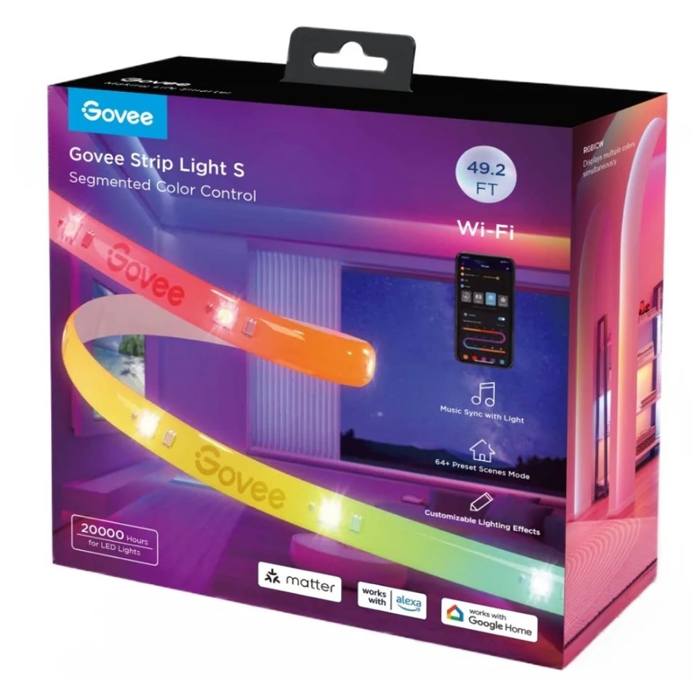 Govee 49.2ft Wi-Fi RGBICW LED Strip Light